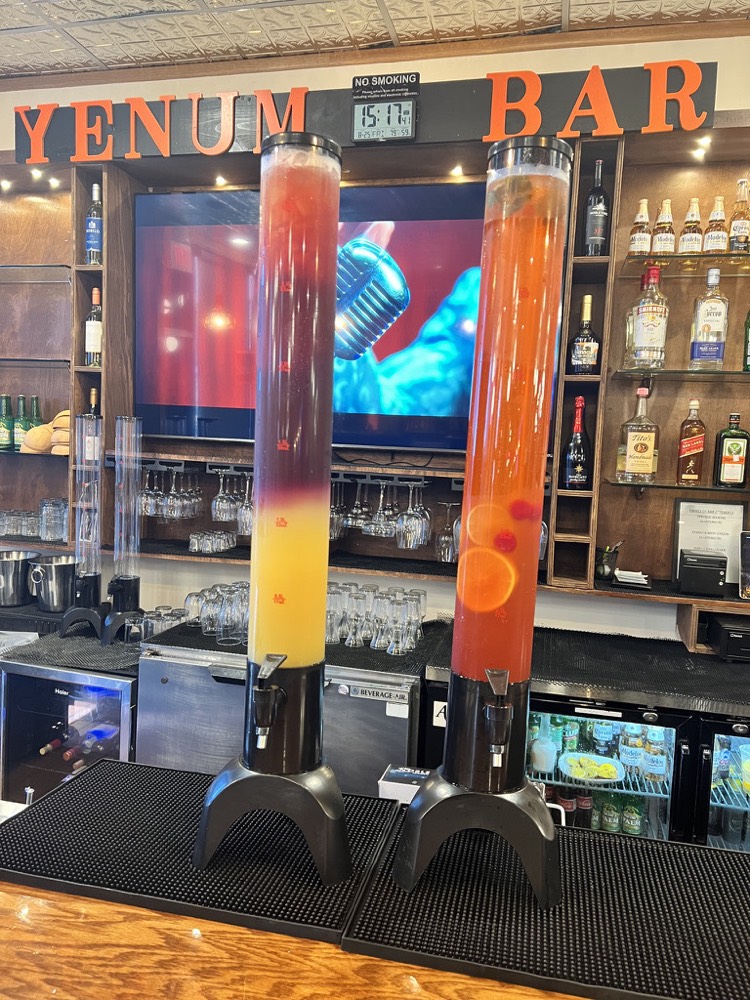 Cocktail towers on the Yenum Bar